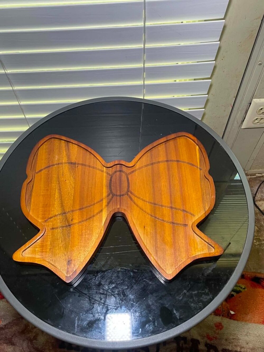 Brand New Holiday Time Acacia Wood Bow Charcuterie Board.